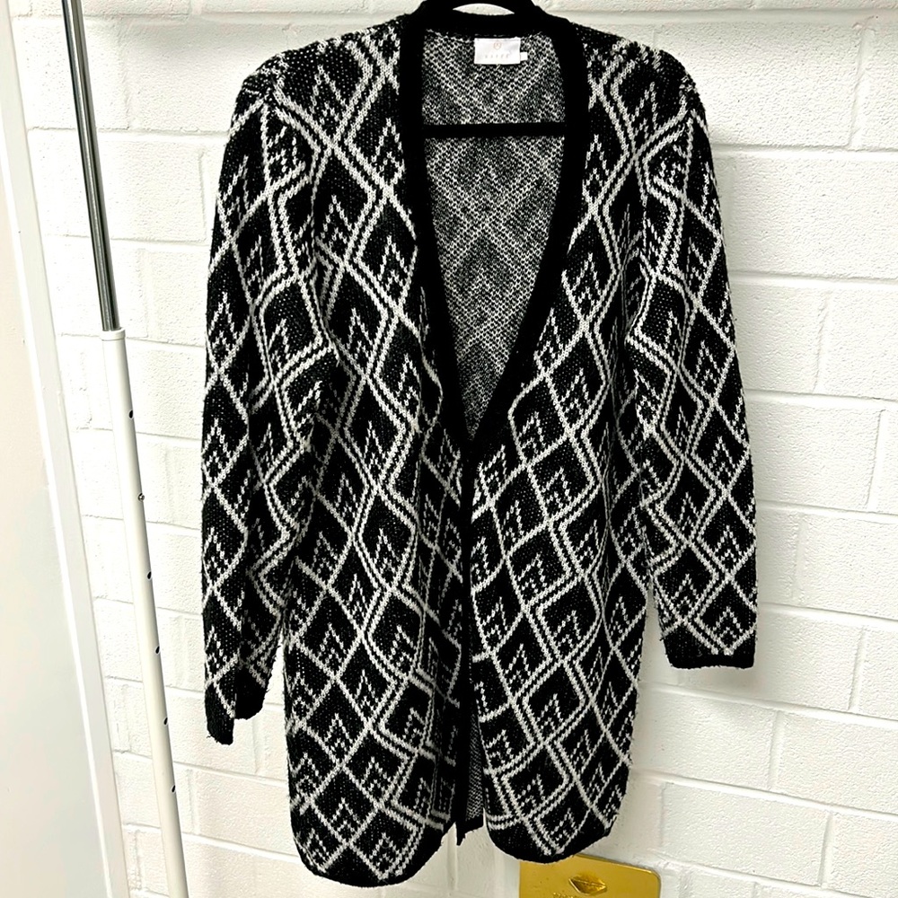 Kaffe Cozy Geometric Print Longline Cardigan